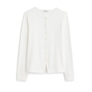 Madewell ribbed button front cardigan eyelet white small